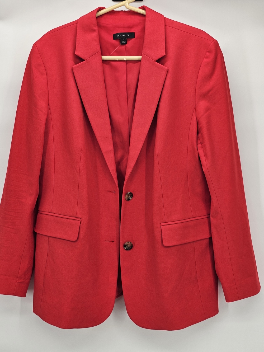 Ann Taylor Red Notch Lapel Women's Blazer 14 Like New ***